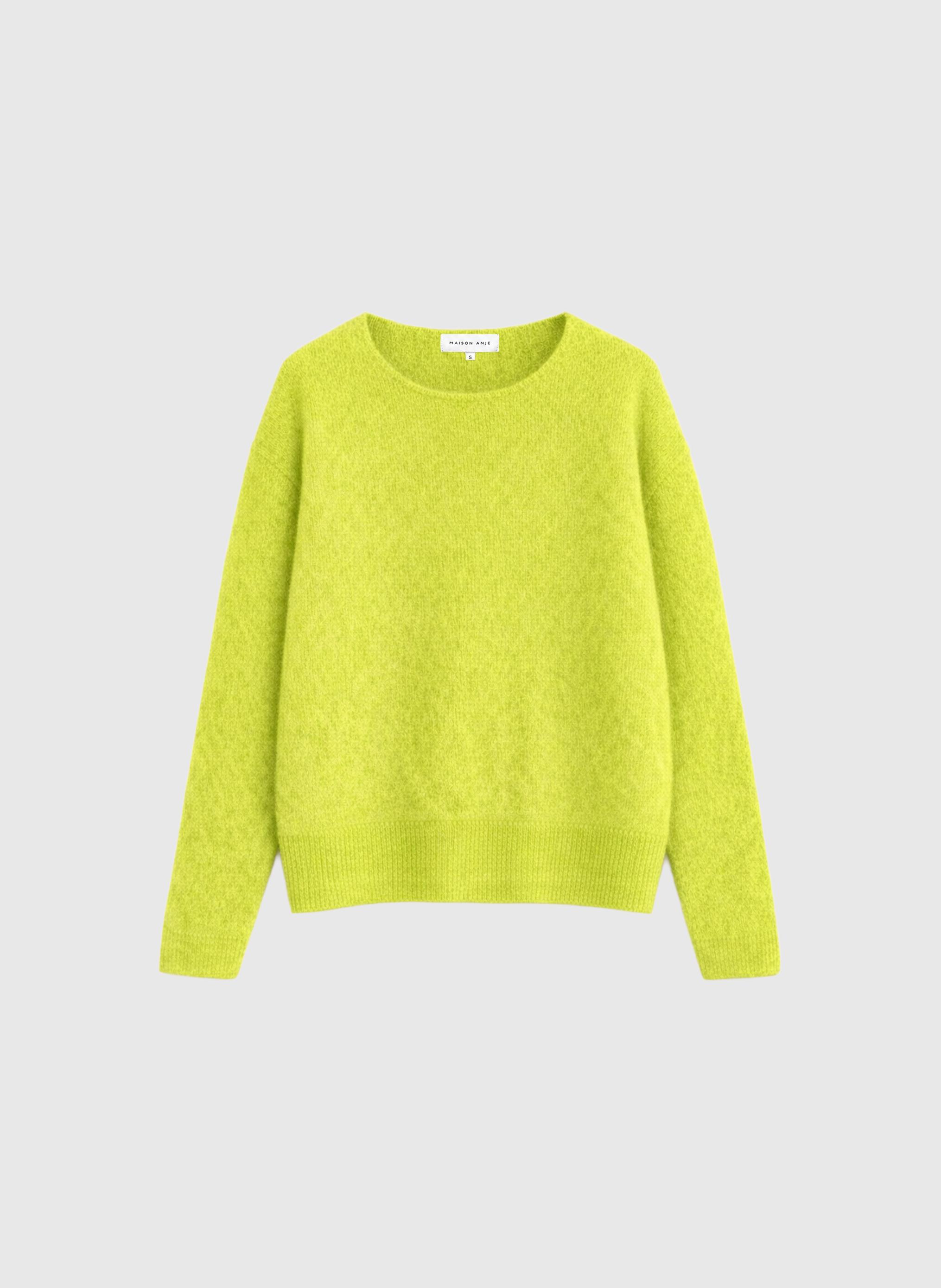 Maison Anje Likey Pullover Acid Lime Alpaka Strick Damen grün